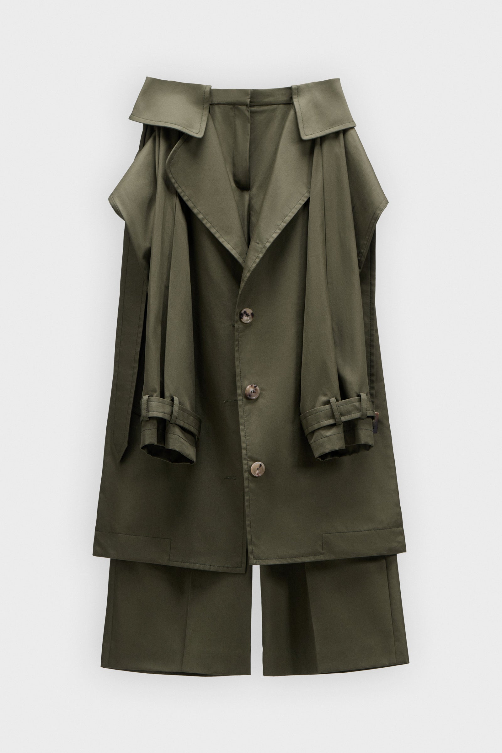 SLEEVE TIE GABARDINE WRAP TROUSERS