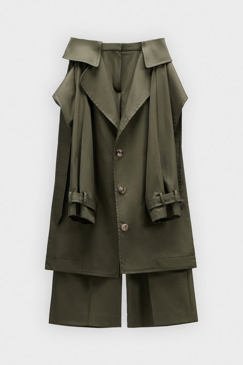 SLEEVE TIE GABARDINE WRAP TROUSERS