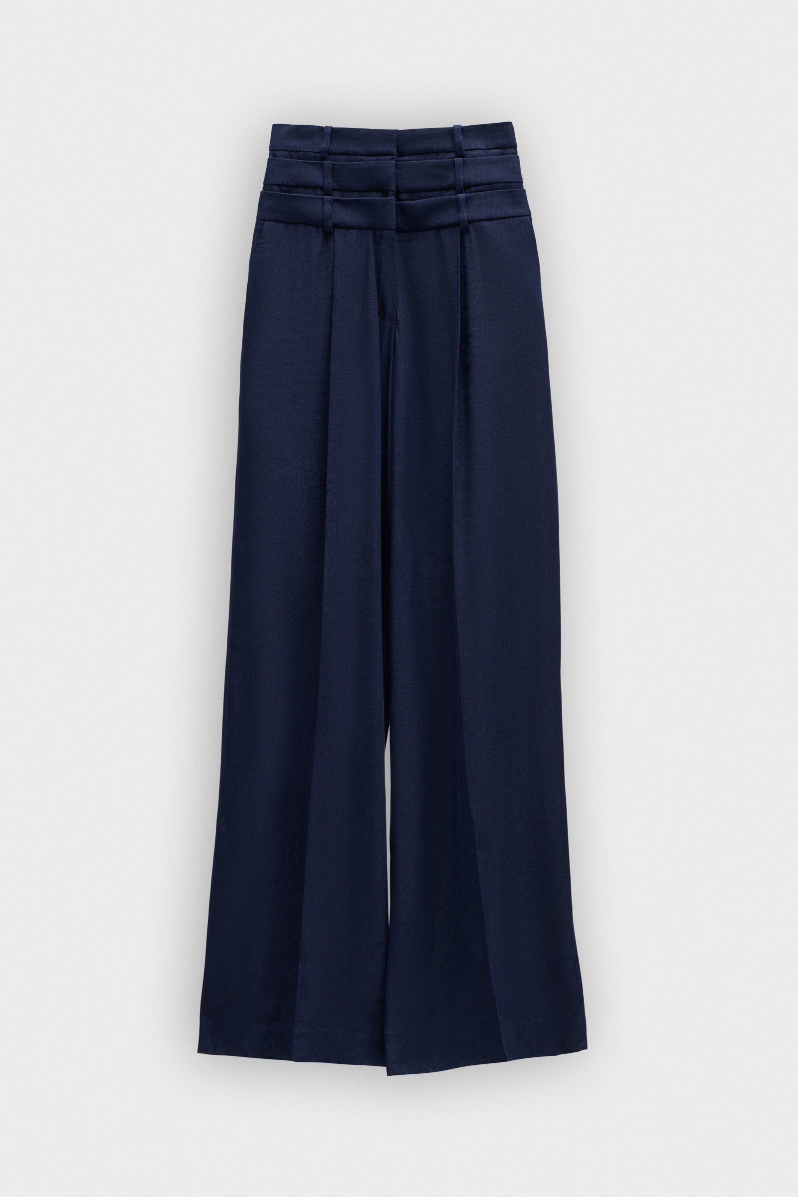 MULTI-LAYERED LINEN SILK BLEND TROUSERS