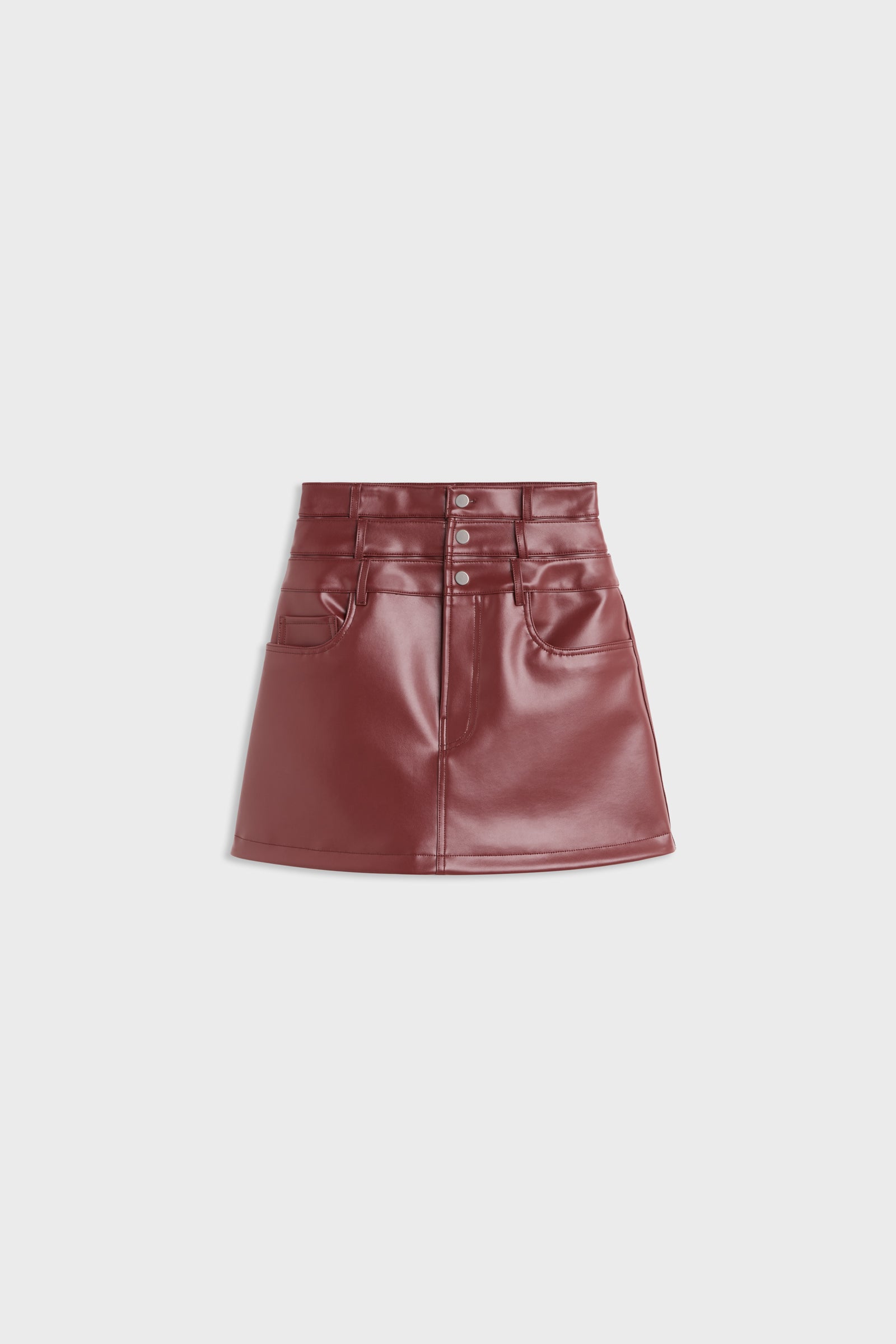 MULTI-LAYERED LEATHER MINI SKIRT