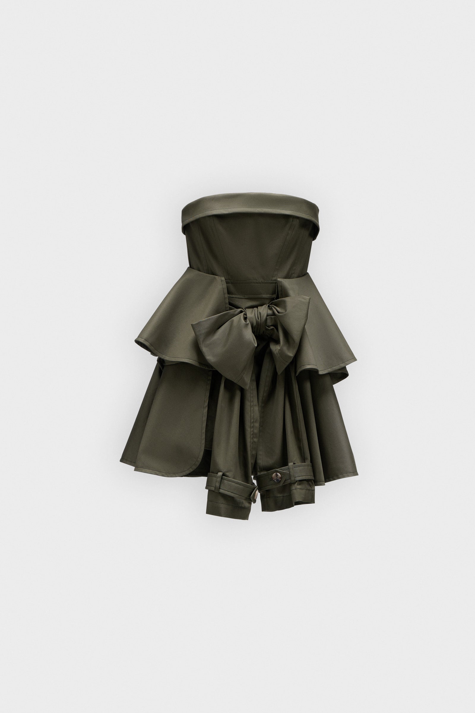 BOW DRAPE GABARDINE COCKTAIL DRESS
