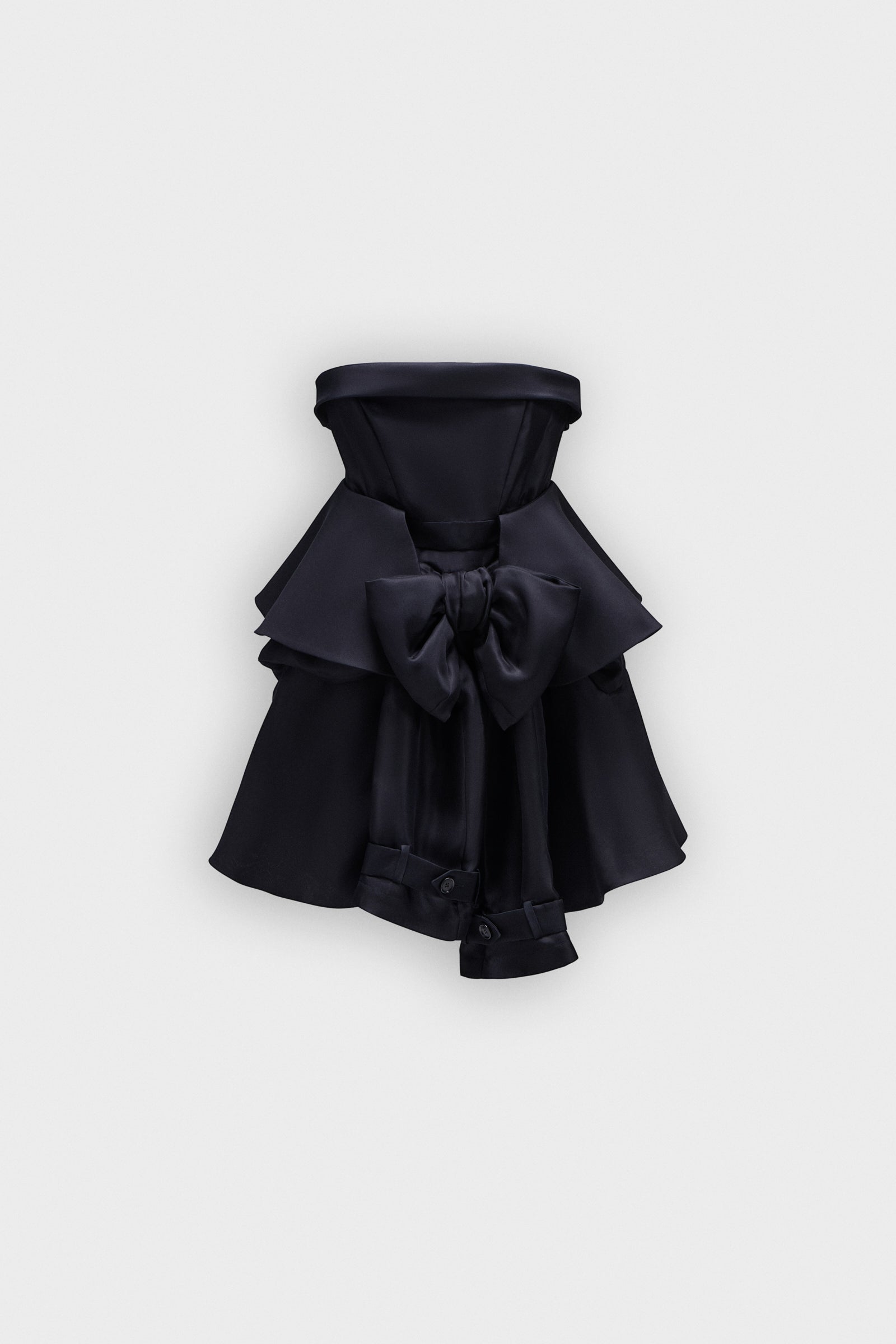 BOW DRAPE GAZAR COCKTAIL DRESS