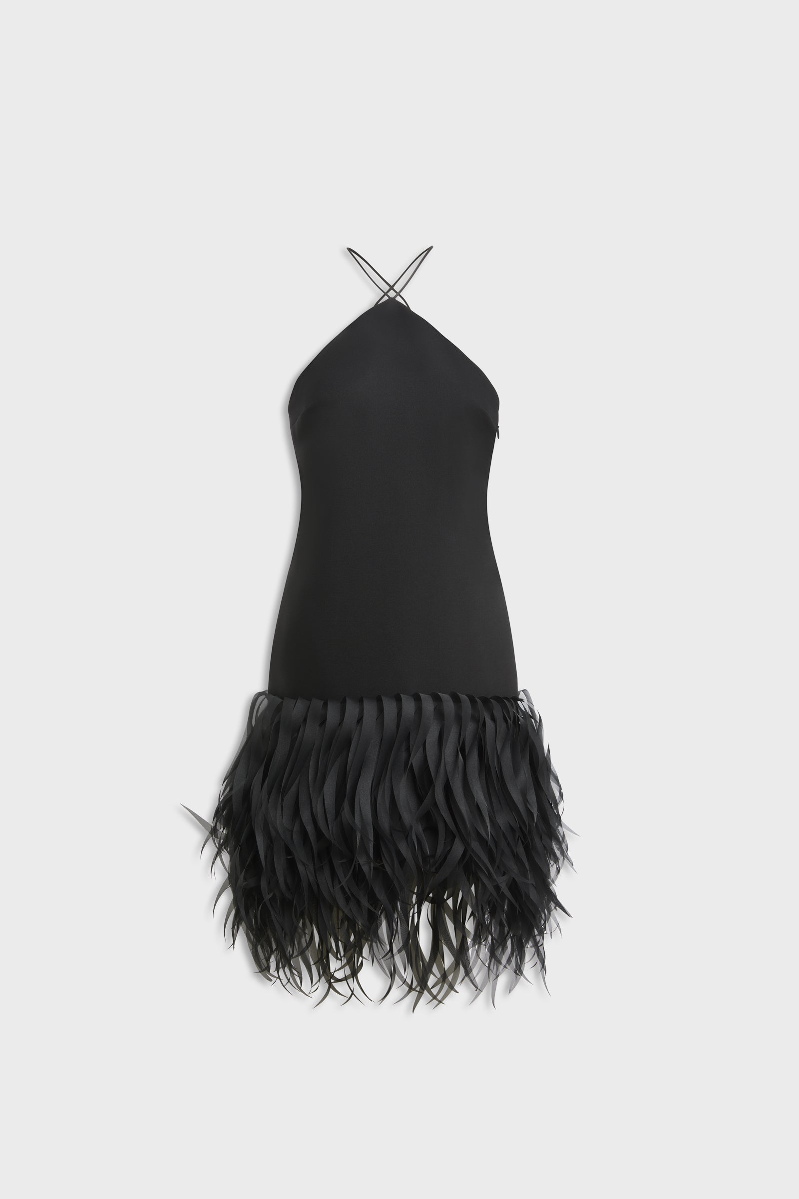 FEATHER HEM MINI DRESS