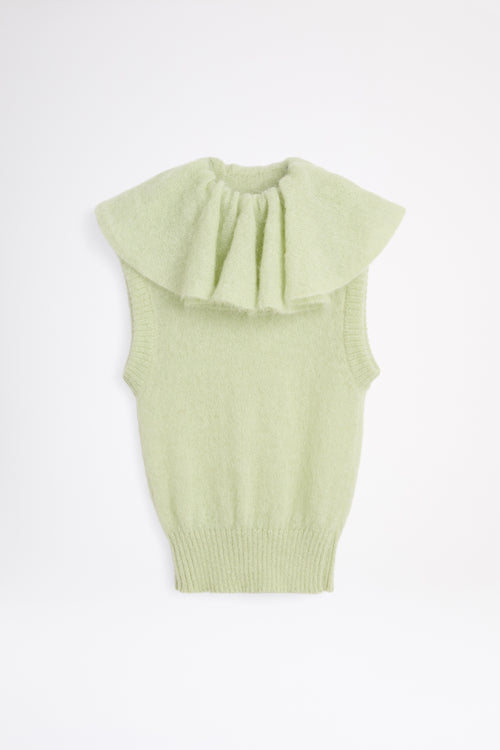 Mint volant neck top.