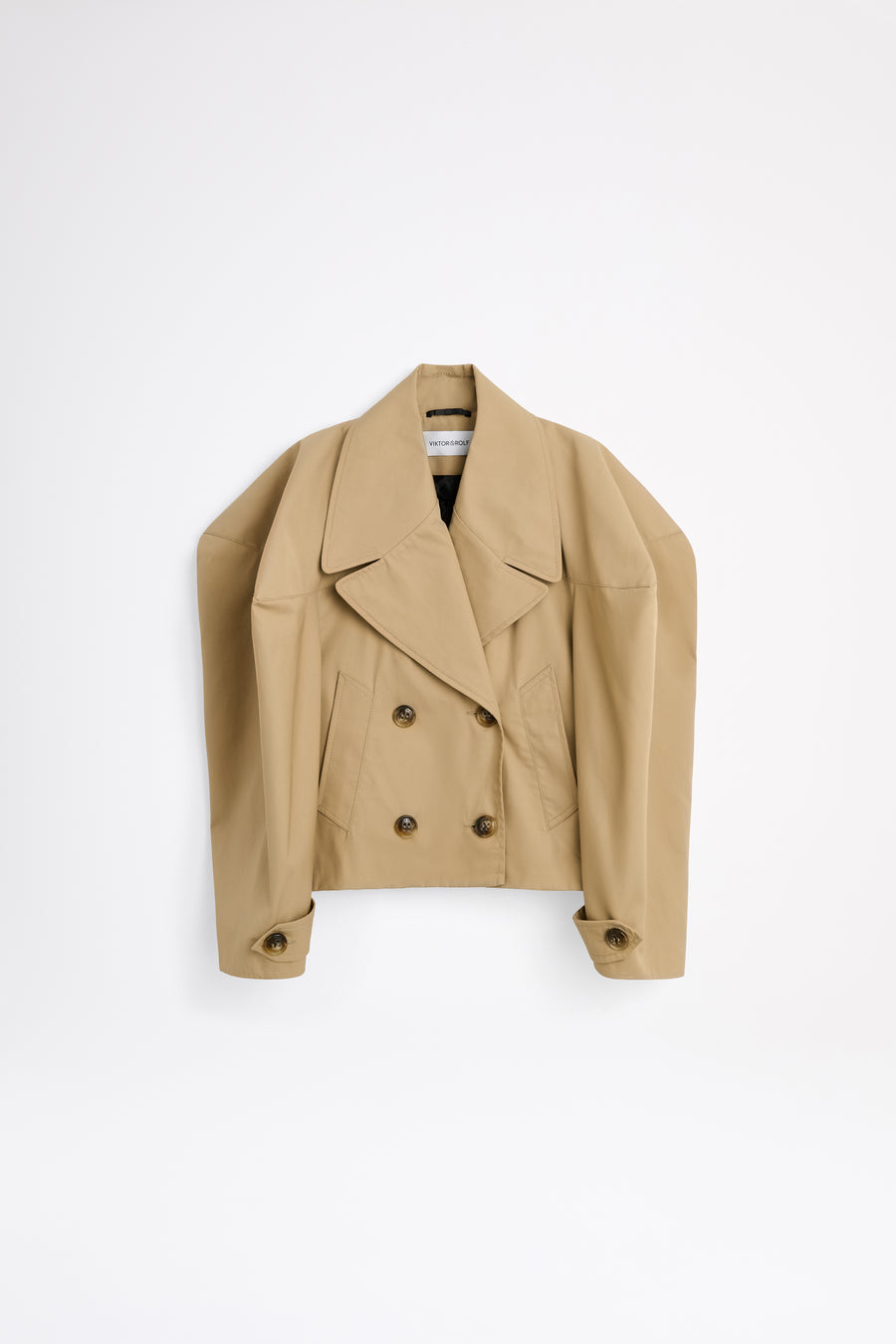 Beige trench coat on a white background