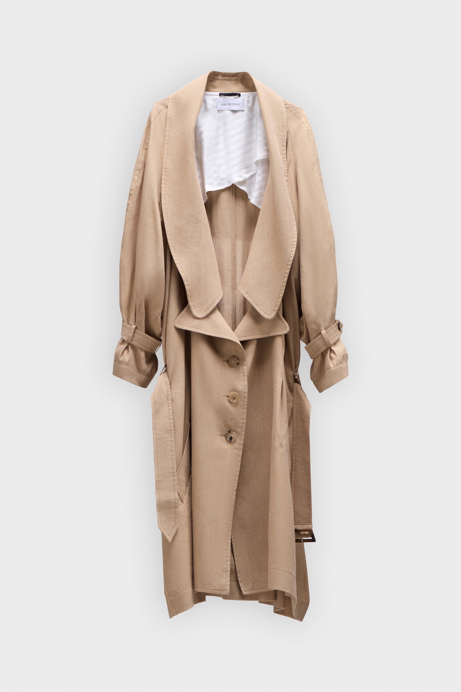 DRAGGED LINEN-SILK BLEND TRENCHCOAT