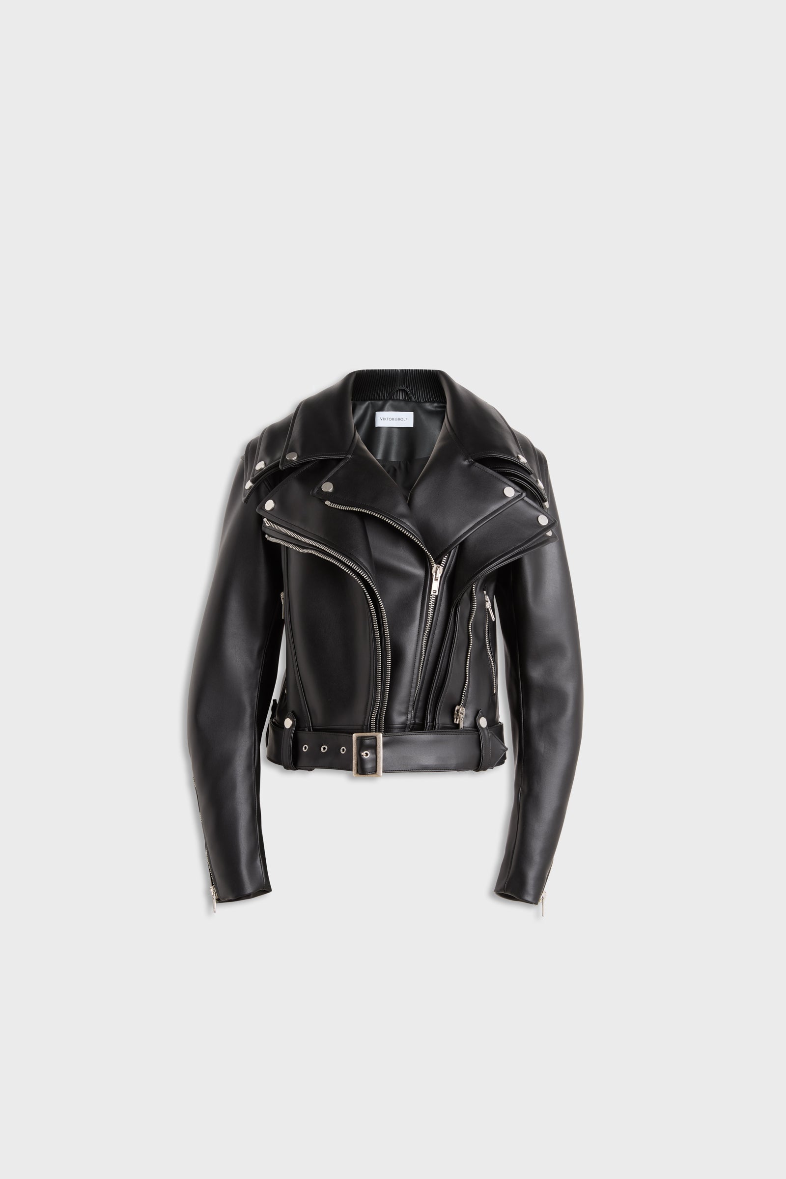 MULTI-LAYERED LEATHER BIKER JACKET