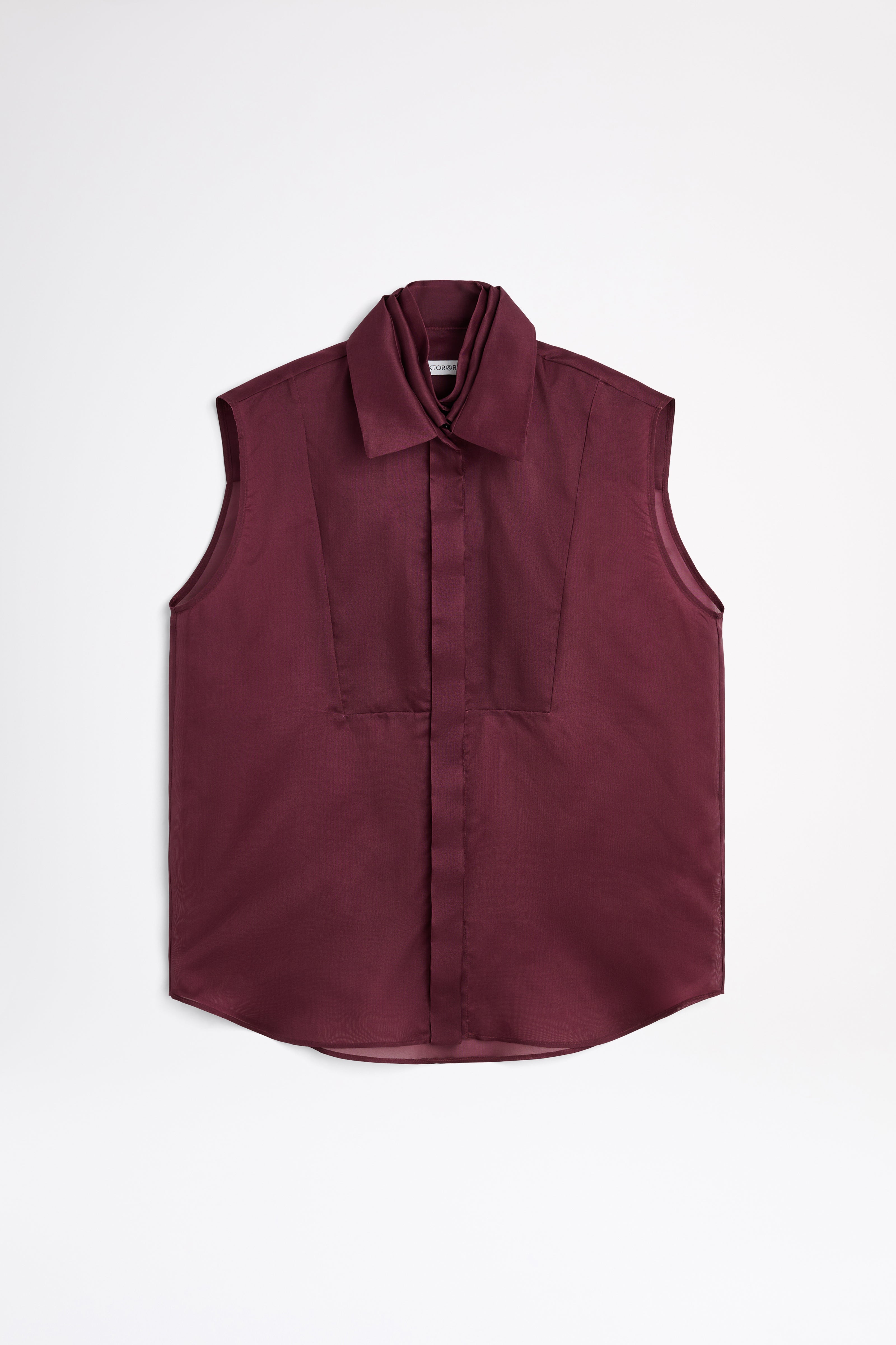 Maroon sleeveless shirt on a white background