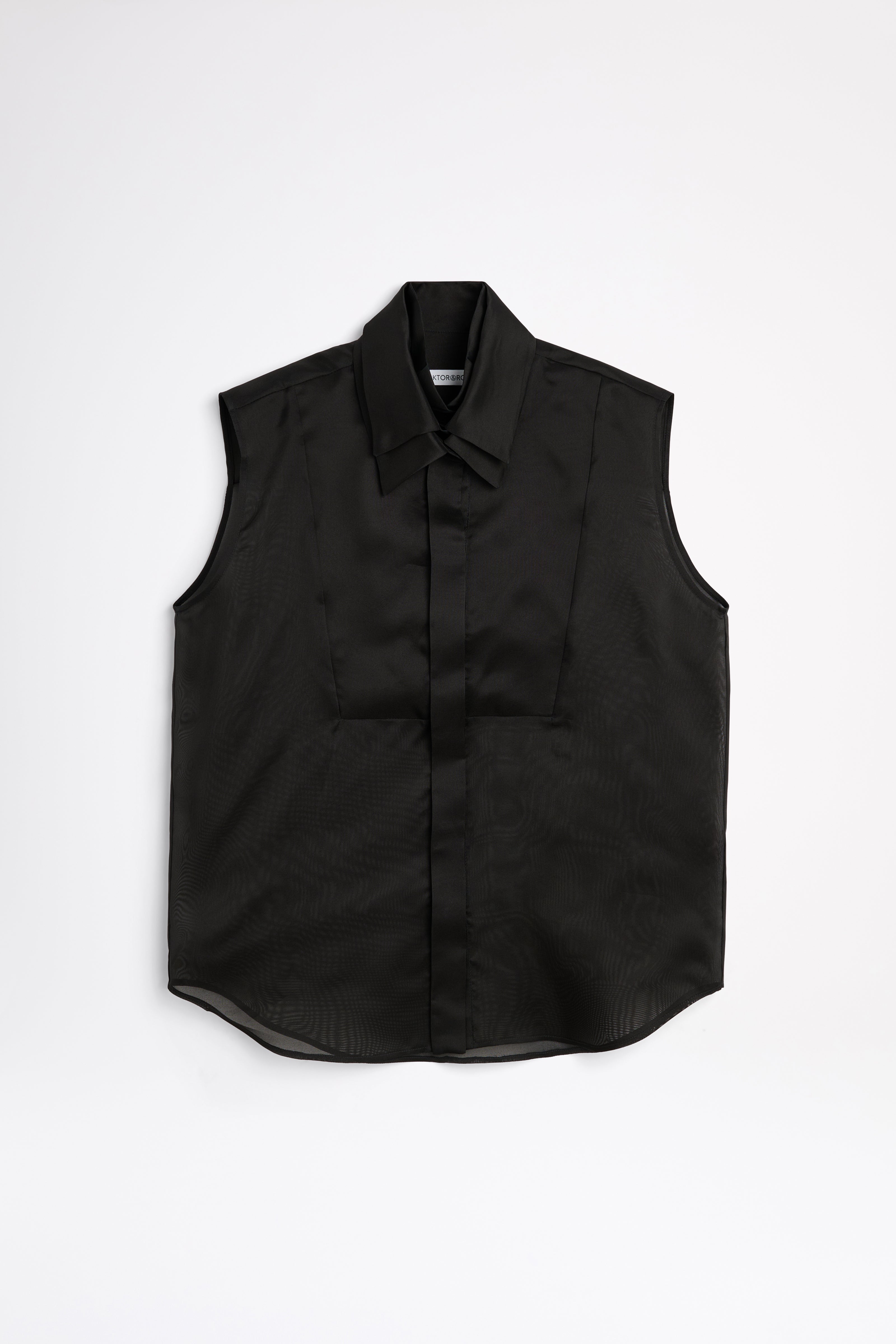 Black sleeveless shirt on a white background