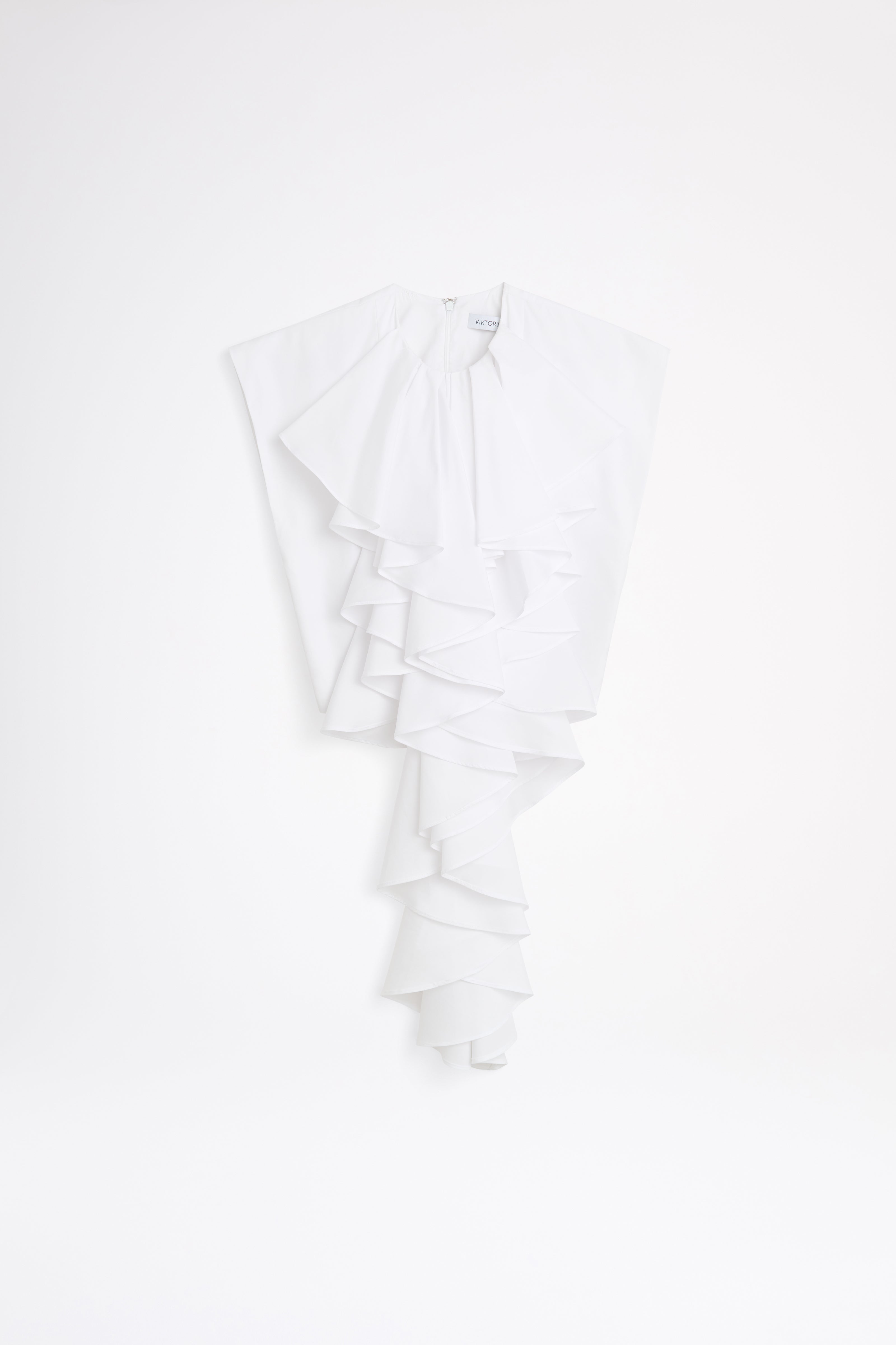 White ruffled fabric on a white background