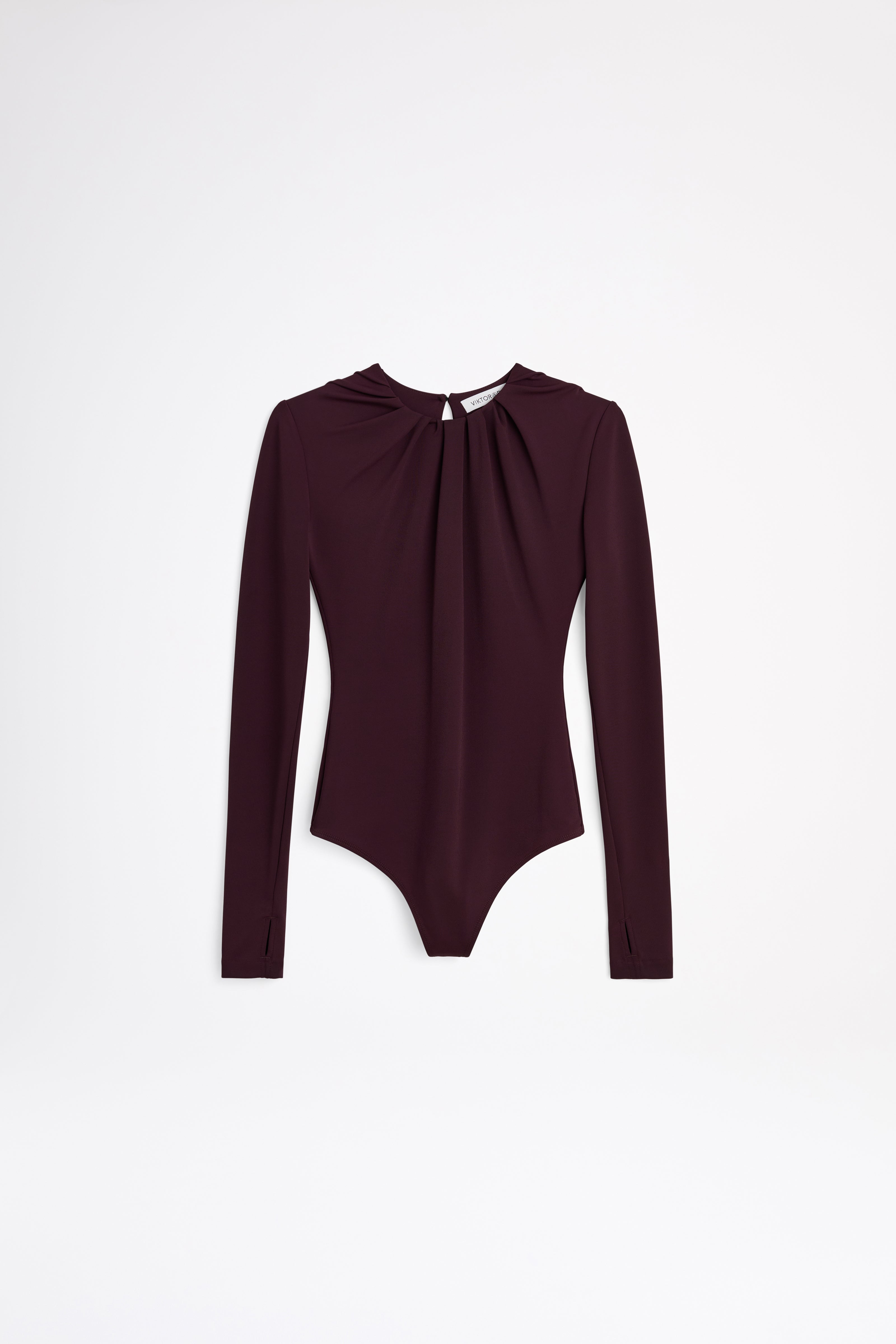 Maroon body with long sleeves on a white background