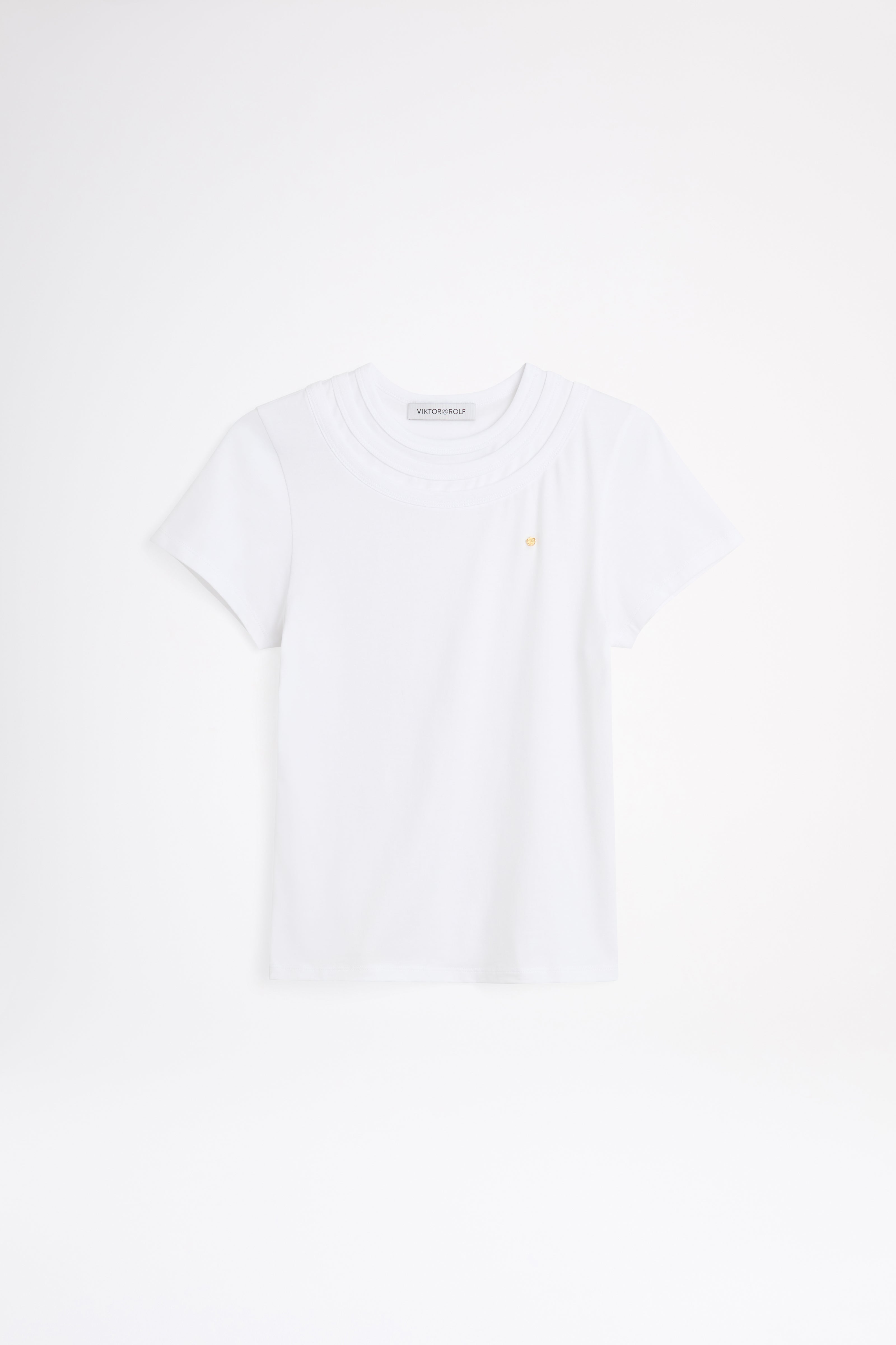 White t-shirt on a light gray background