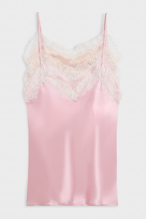 MULTI-LAYERED SILK LACE CAMI DRESS