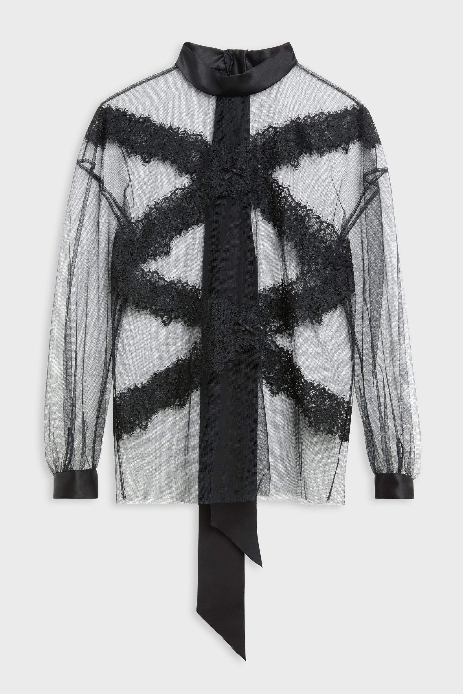 TULLE & LACE LONG SLEEVE BLOUSE