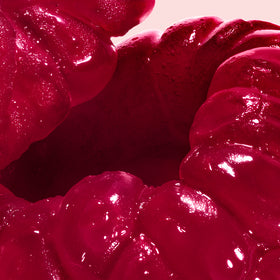 Zoom in on a raspberry fruit.