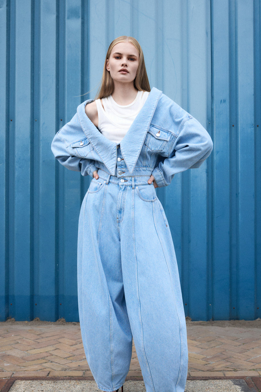 DENIM DRAGGED JACKET