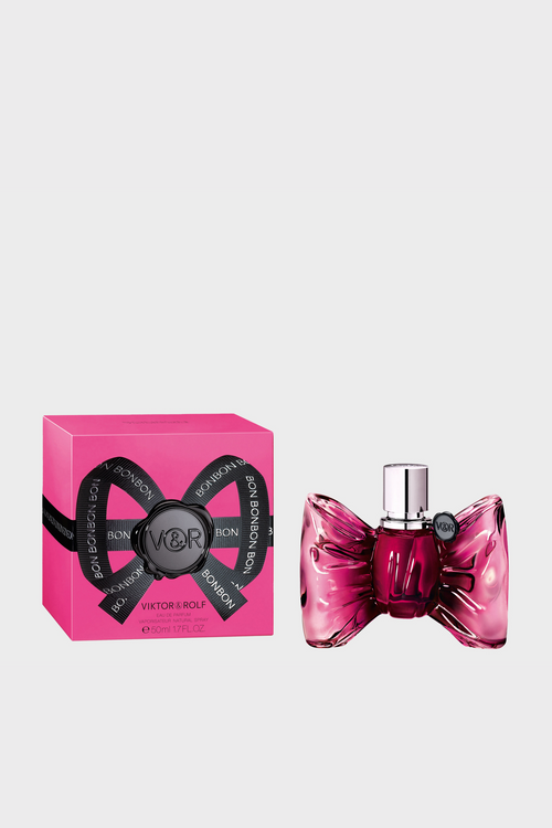 Viktor & Rolf pink BONBON perfume on a white background.