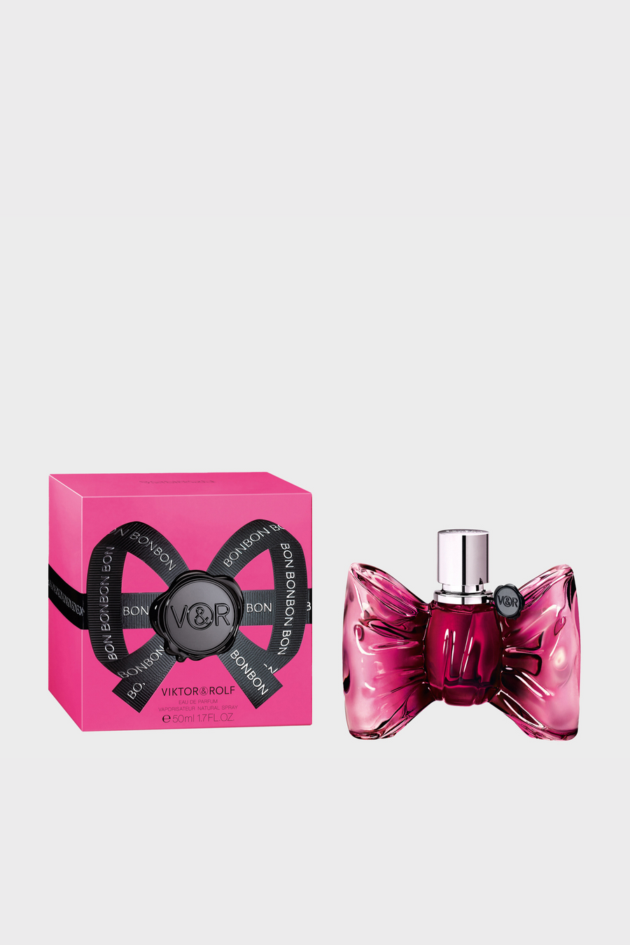 Viktor & Rolf pink BONBON perfume on a white background.