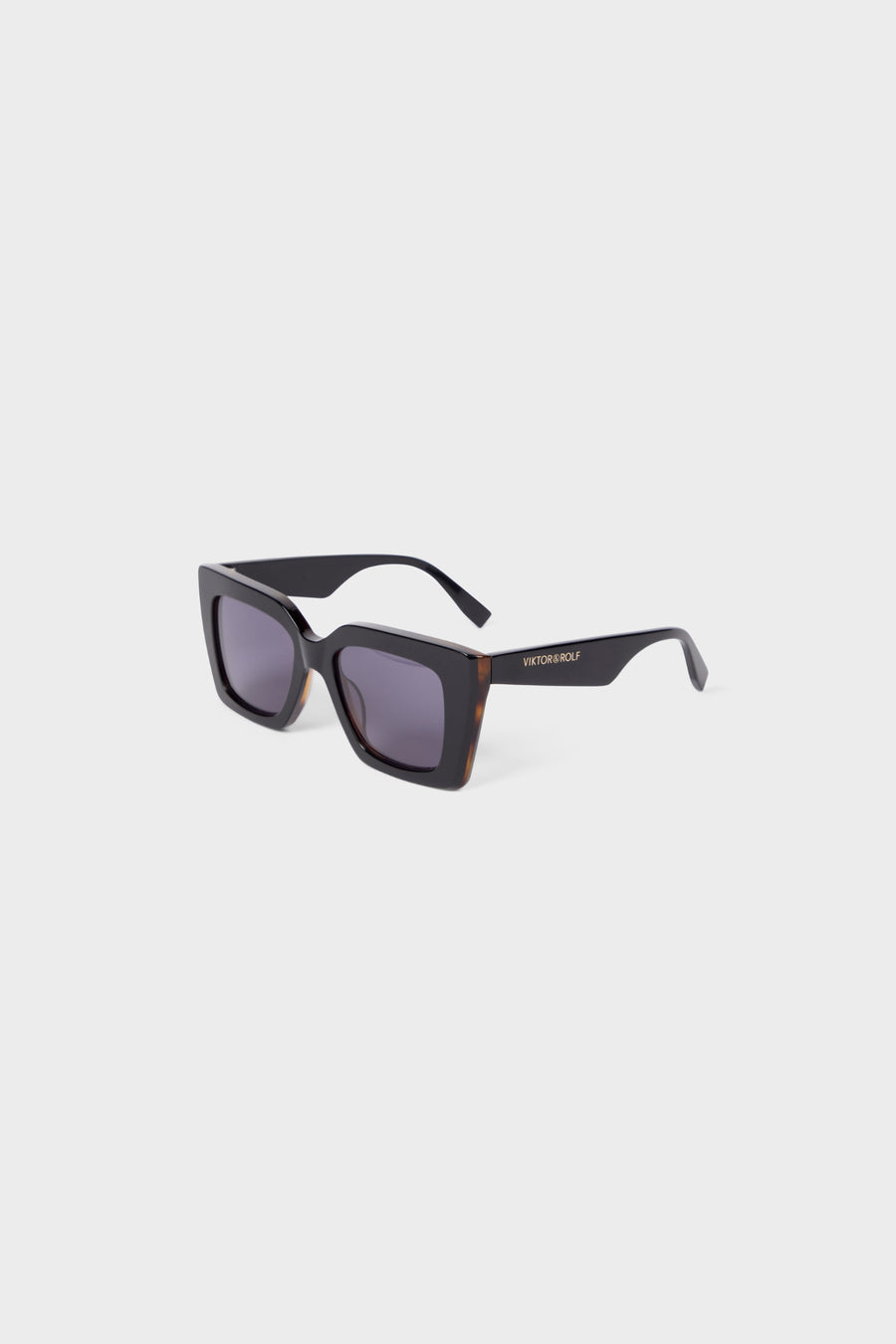 Black square sunglasses on a white background.
