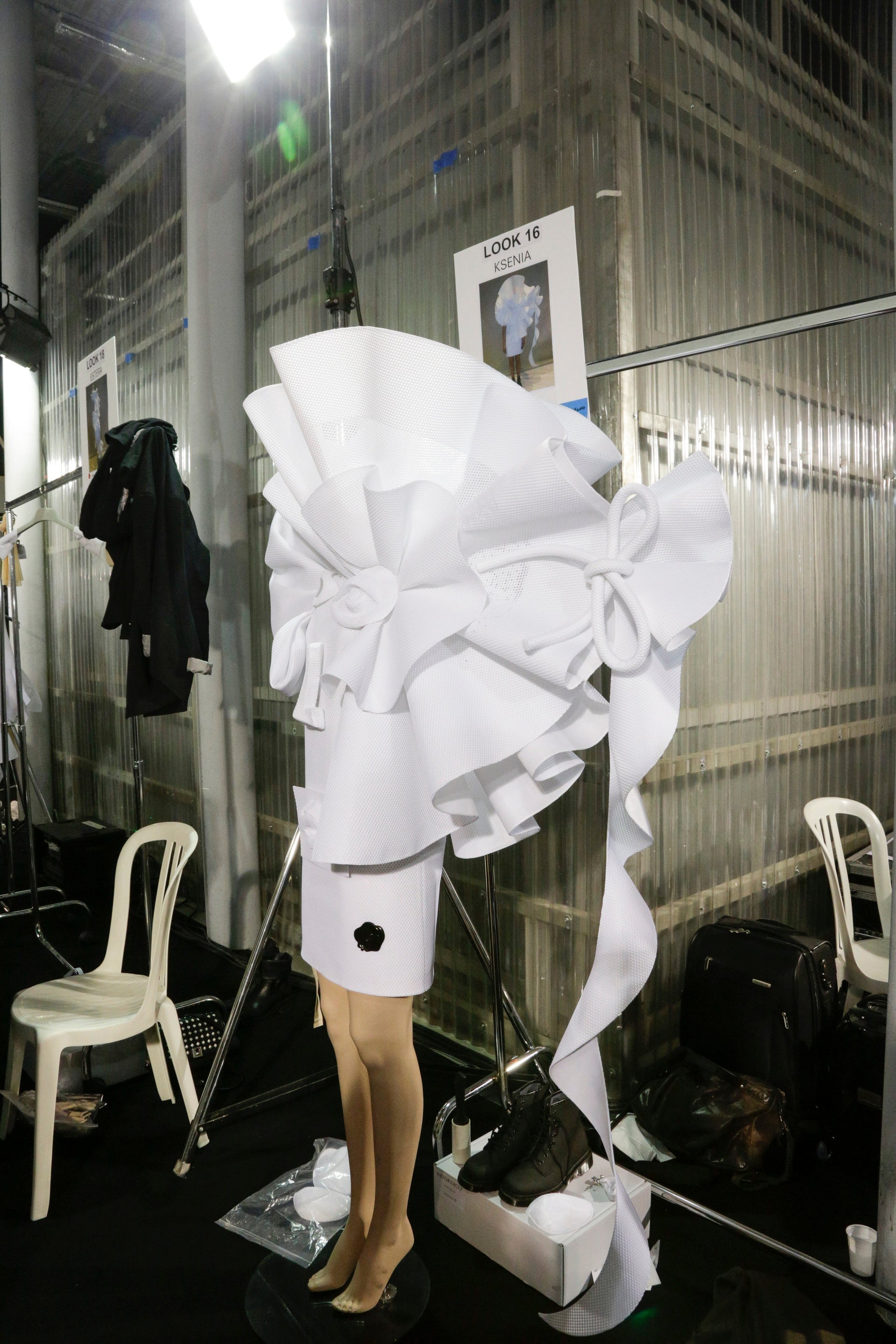 model in white haute couture dress 
