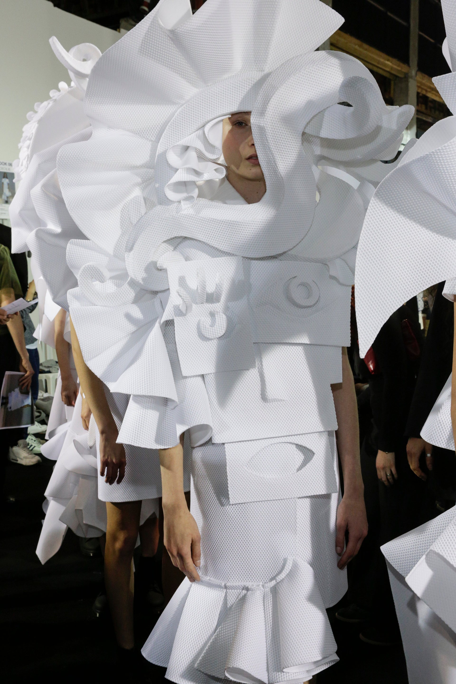 model in white haute couture dress 