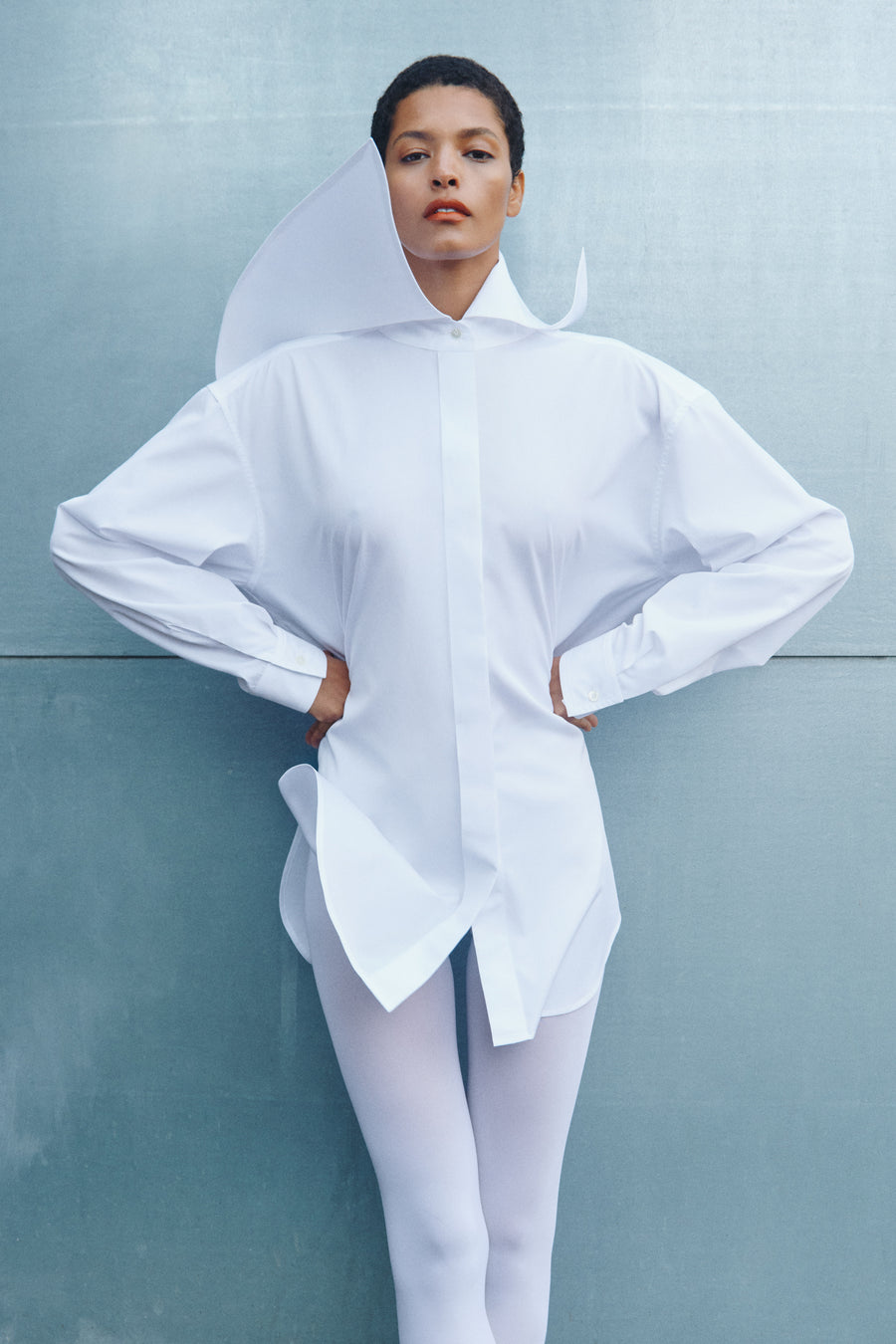 VOLANT DETAIL POPLIN SHIRT