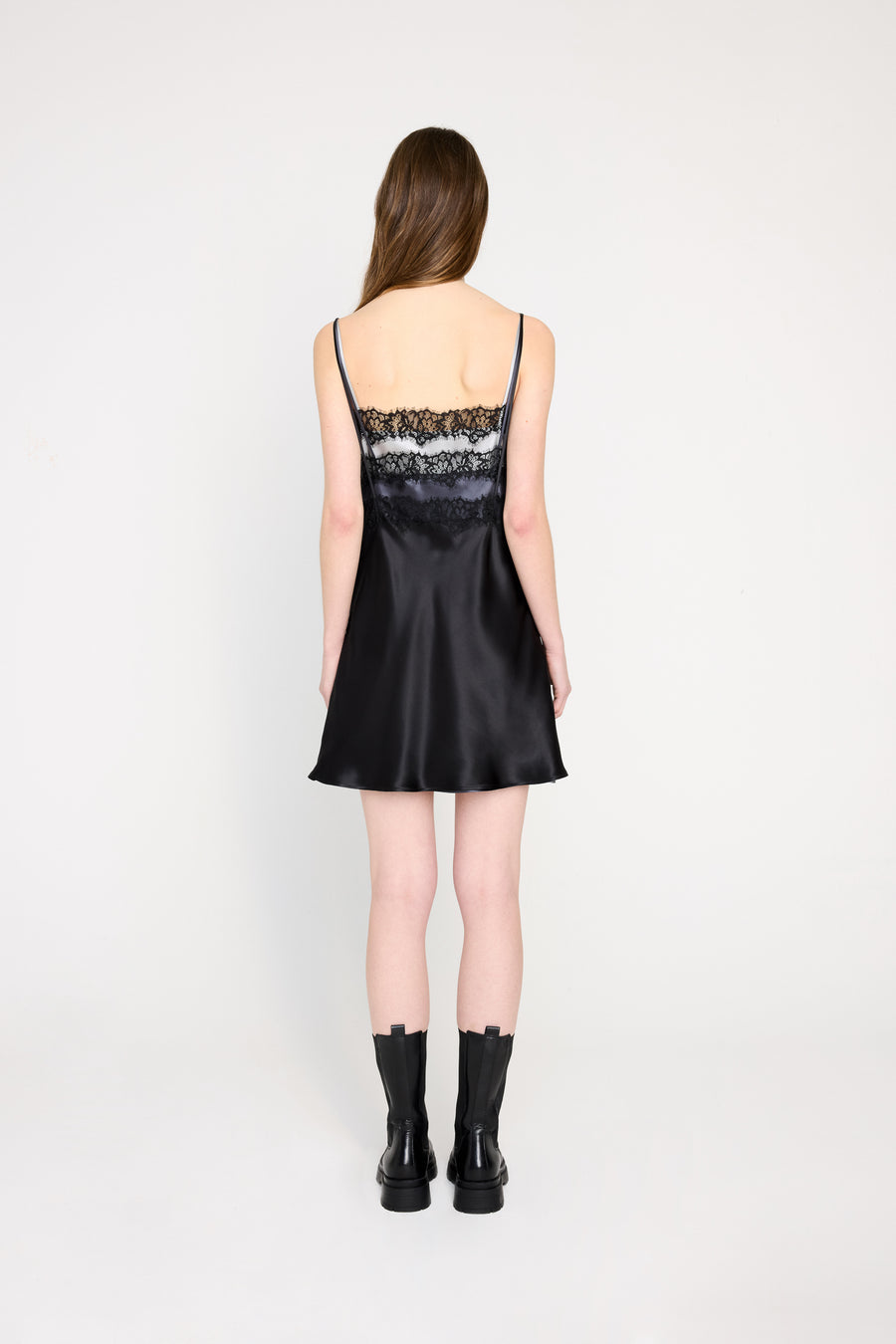 MULTI-LAYERED SILK LACE CAMI DRESS