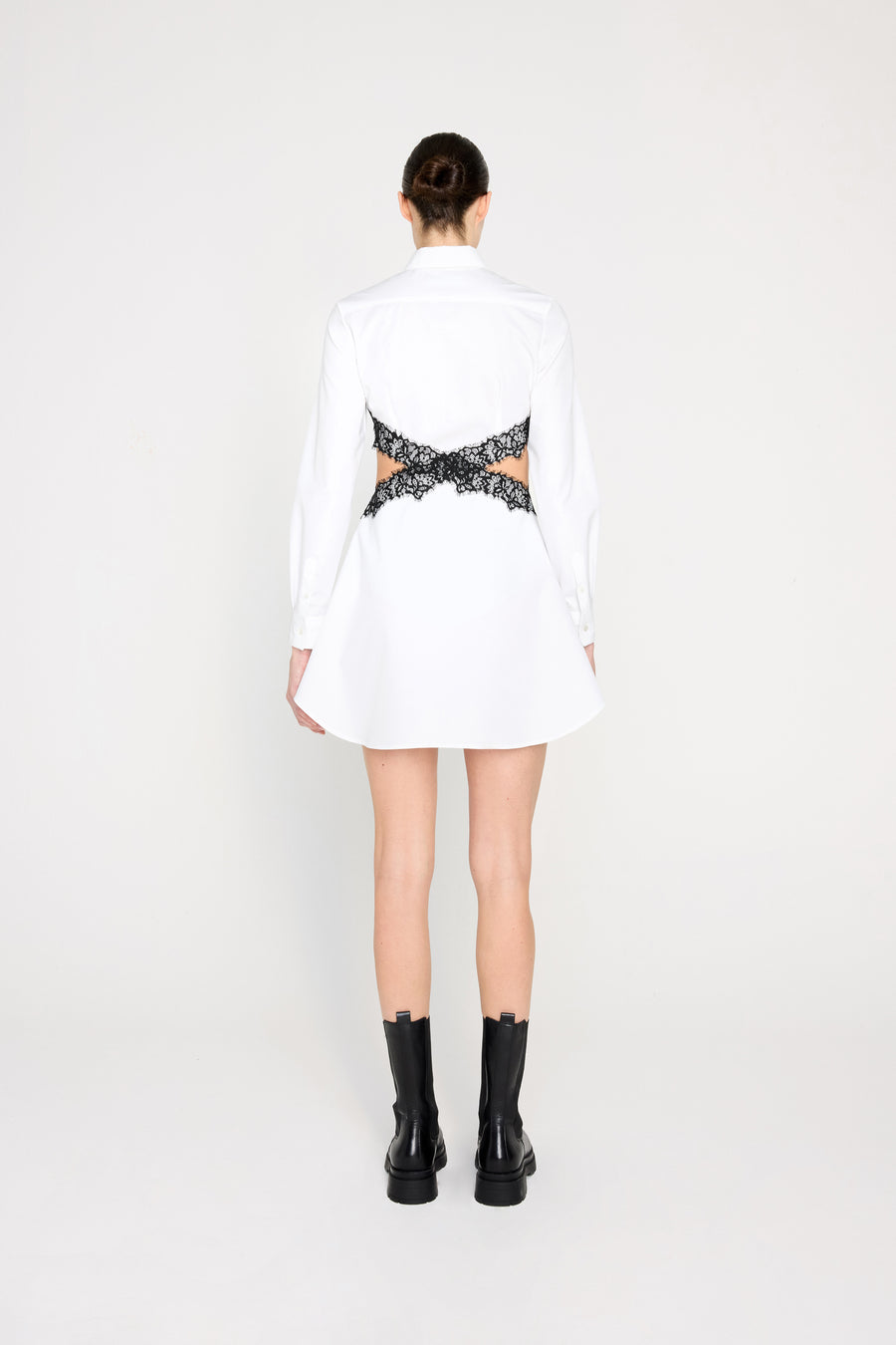 LACE CUT OUT SHIRT DRESS