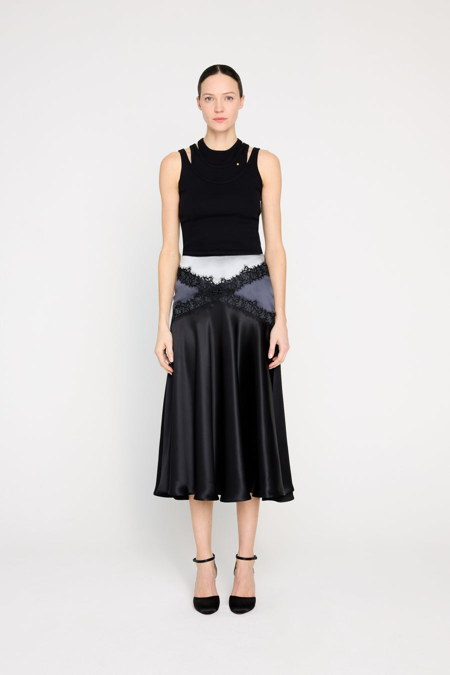SILK LACE MIDI SKIRT