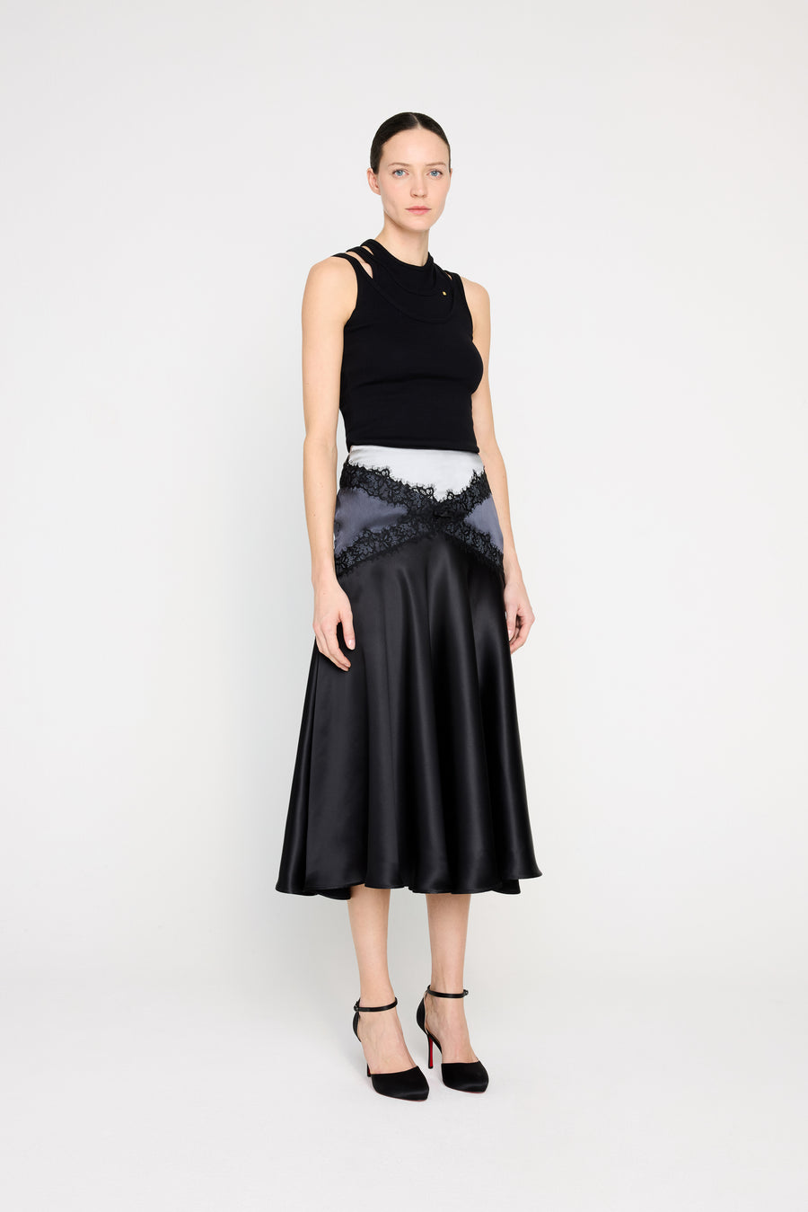 SILK LACE MIDI SKIRT