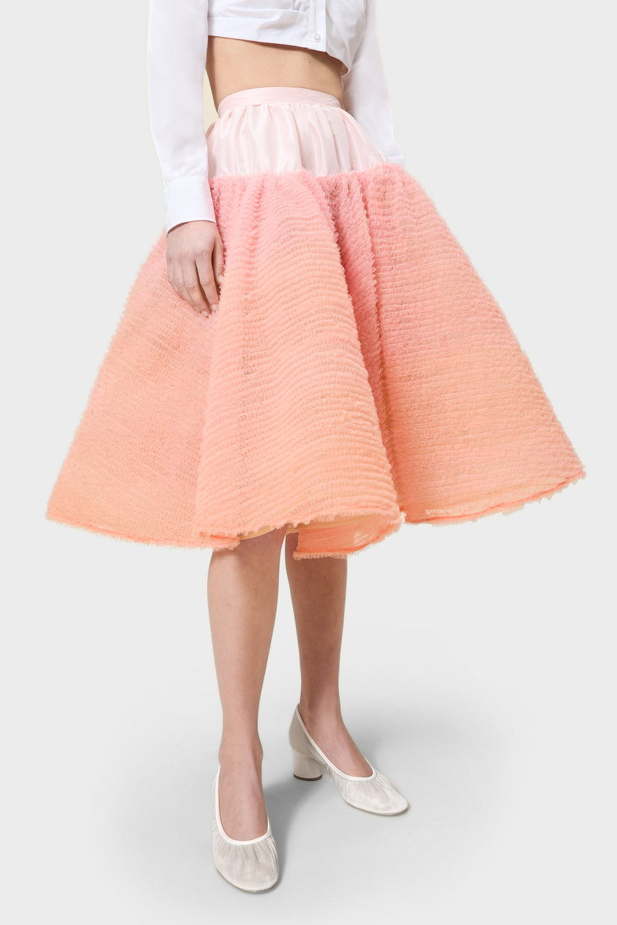 TULLE RUFFLE MIDI SKIRT