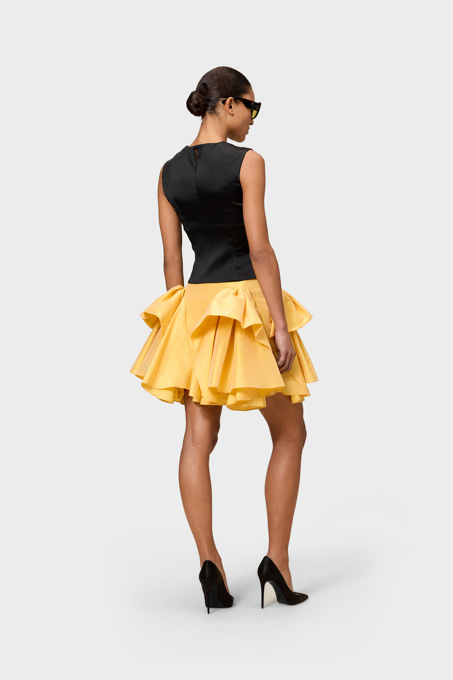 TUCK UP TAFFETA MINI SKIRT