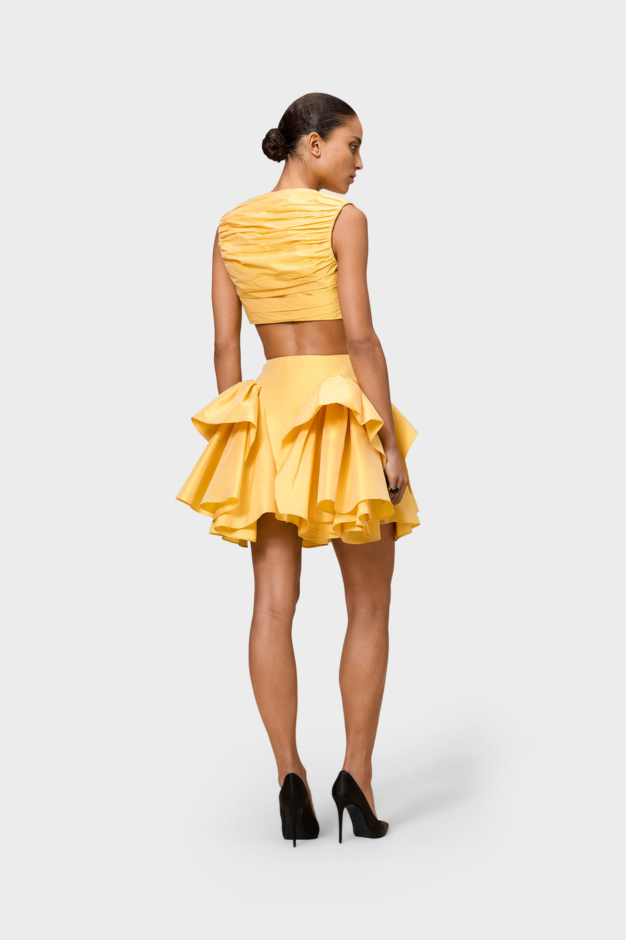 PLEATED TAFFETA CROPPED TOP