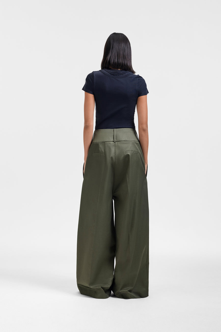 DRAGGED GABARDINE TROUSERS