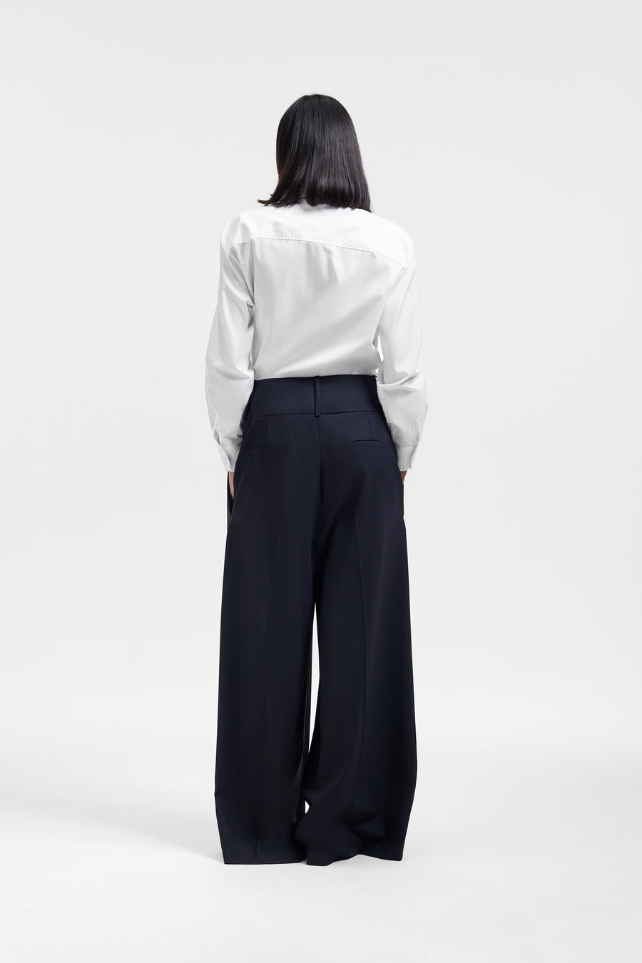 DRAGGED WOOL-BLEND TROUSERS