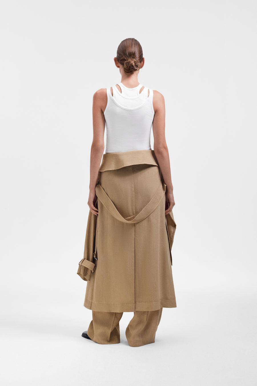 SLEEVE TIE LINEN-SILK BLEND WRAP TROUSERS