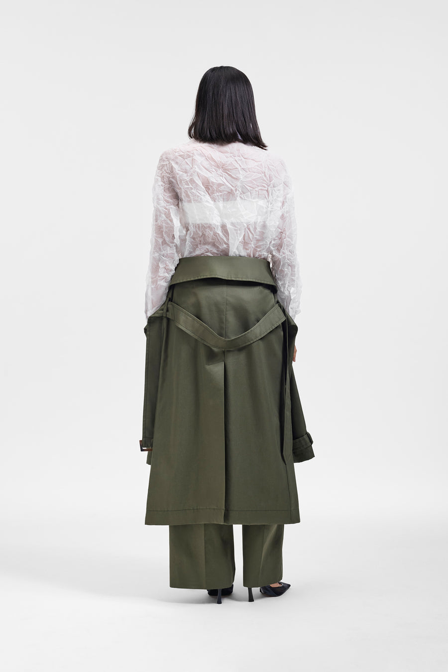 SLEEVE TIE GABARDINE WRAP TROUSERS