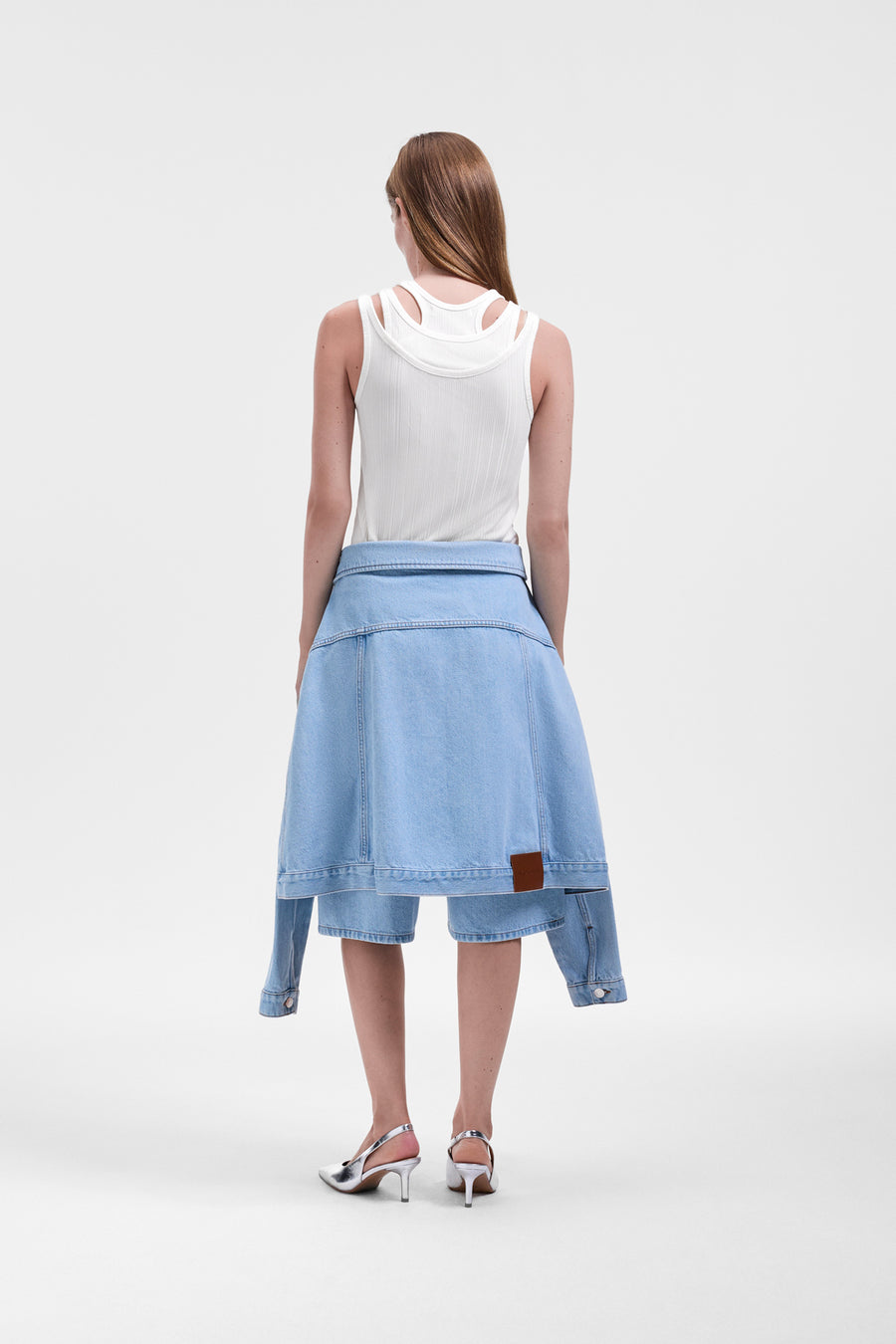 SLEEVE TIE DENIM SHORTS