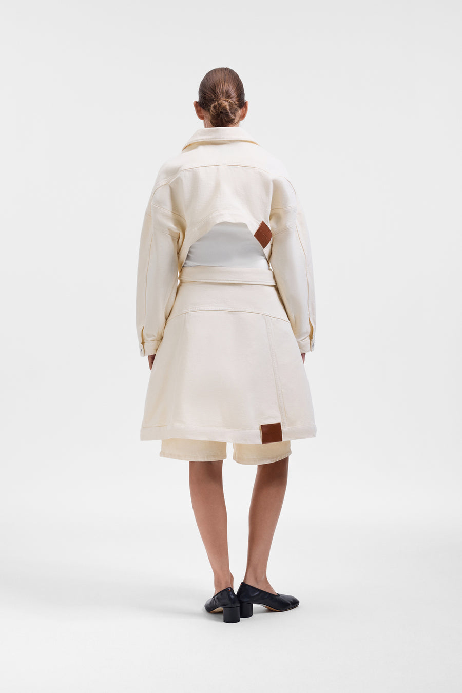 SLEEVE TIE DENIM SHORTS