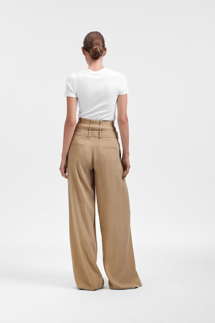 MULTI-LAYERED LINEN SILK BLEND TROUSERS