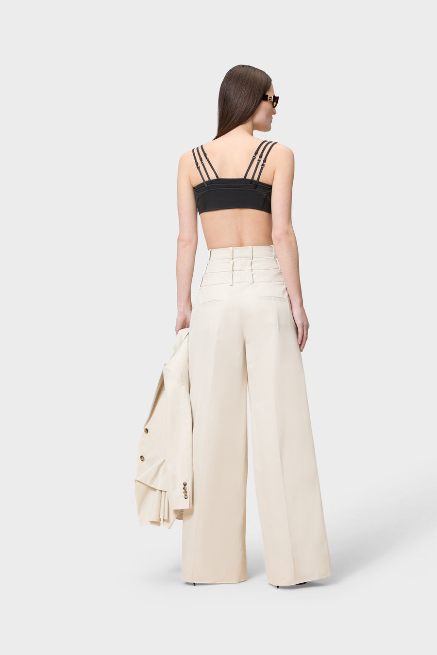MULTI-LAYERED GABARDINE TROUSERS