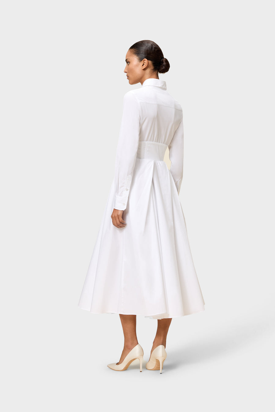 PLEATED POPLIN SHIRT DRESS