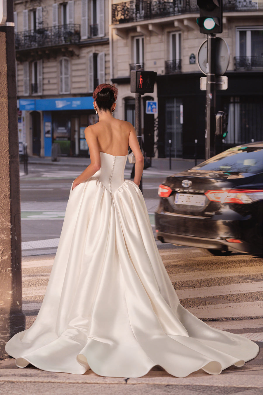 VRM492 - SCULPTED BASQUE  A-LINE GOWN