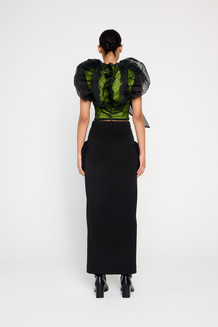 PLEATED POCKET MAXI PENCIL SKIRT