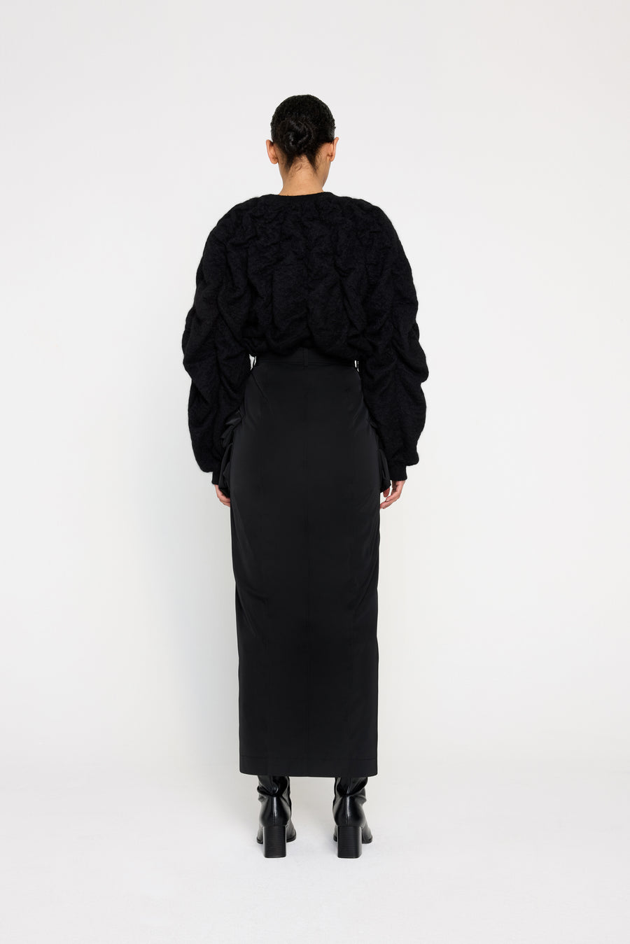 PLEATED POCKET MAXI PENCIL SKIRT