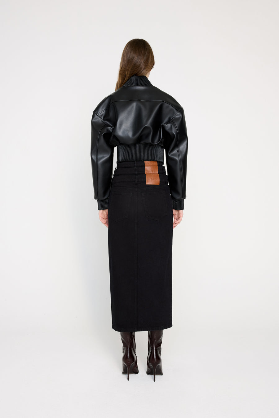 MULTI-LAYERED LONG DENIM SKIRT