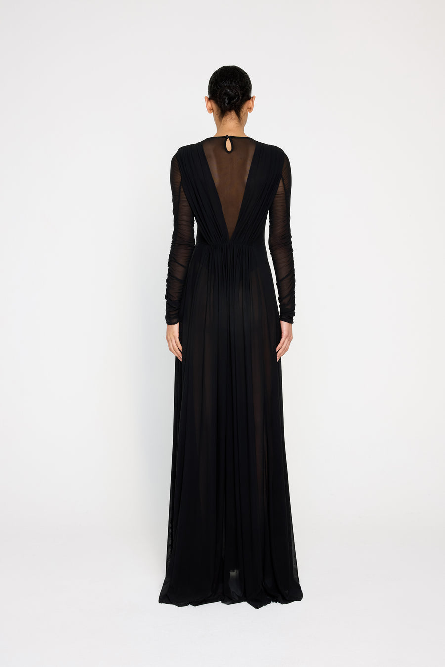 MESH WRAP DRESS LONG