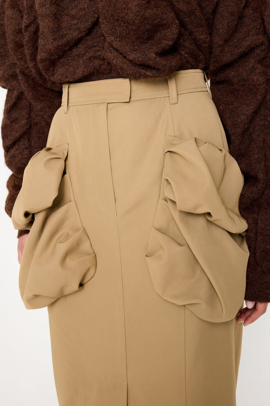 PLEATED POCKET MAXI PENCIL SKIRT