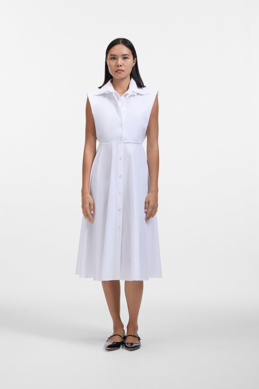 MULTI-LAYERED POPLIN SHIRT DRESS