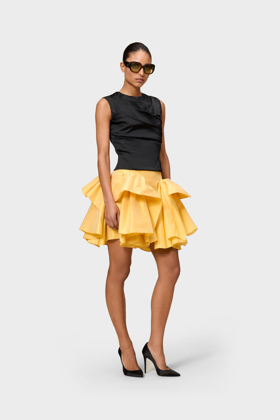 TUCK UP TAFFETA MINI SKIRT